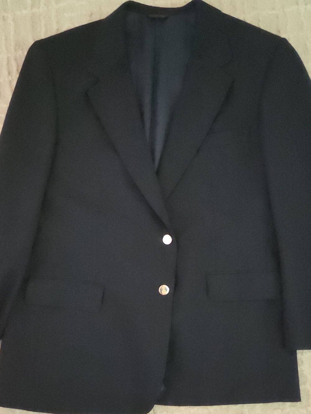 Christopher Hayes Classic Black Two-Button Blazer, 100% Pure Wool, 46 Regular